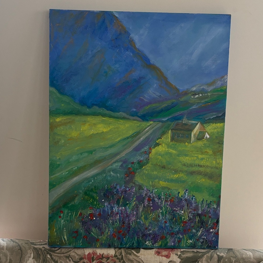 Landscape Canvas Art with Blue and Green Hues